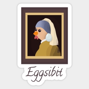 Funny Hen Museum Puns | Art Gift Ideas | Vermeer Paintings Sticker